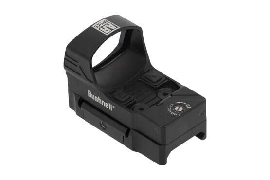 The Bushnell AR-15 red dot sight has a hardcoat anodized black finish